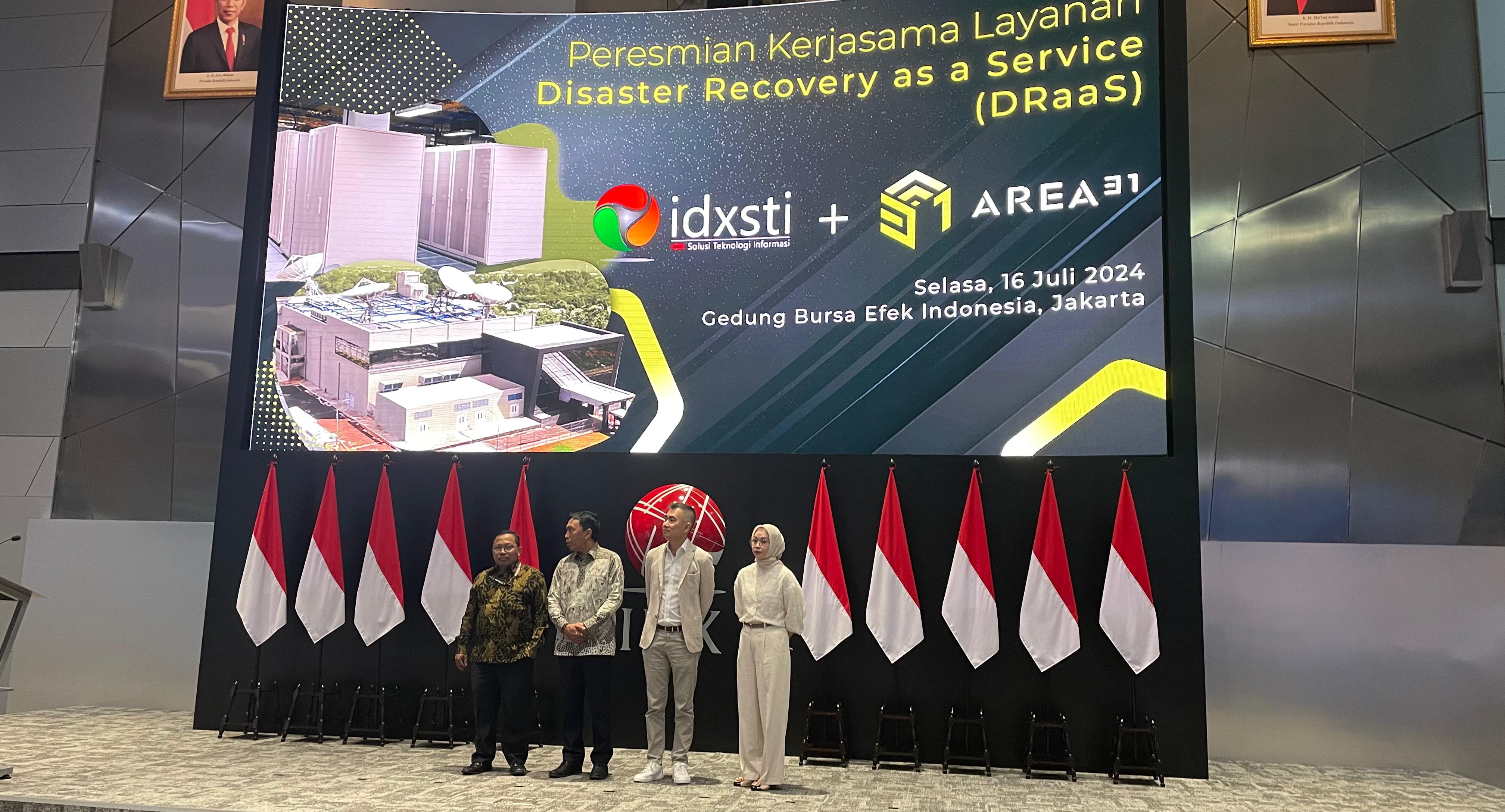 IDXSTI Gandeng AREA31 Sediakan Layanan MRT DRaaS untuk Pemulihan Sistem Anggota Bursa Bila Terjadi Bencana.